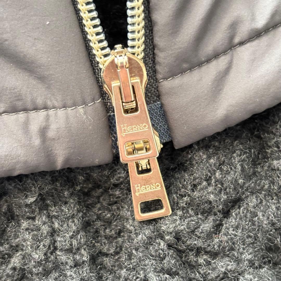 美品✨ ヘルノ ダウンベスト 異素材 ケーブル ダブルジップ ウールニット 中綿