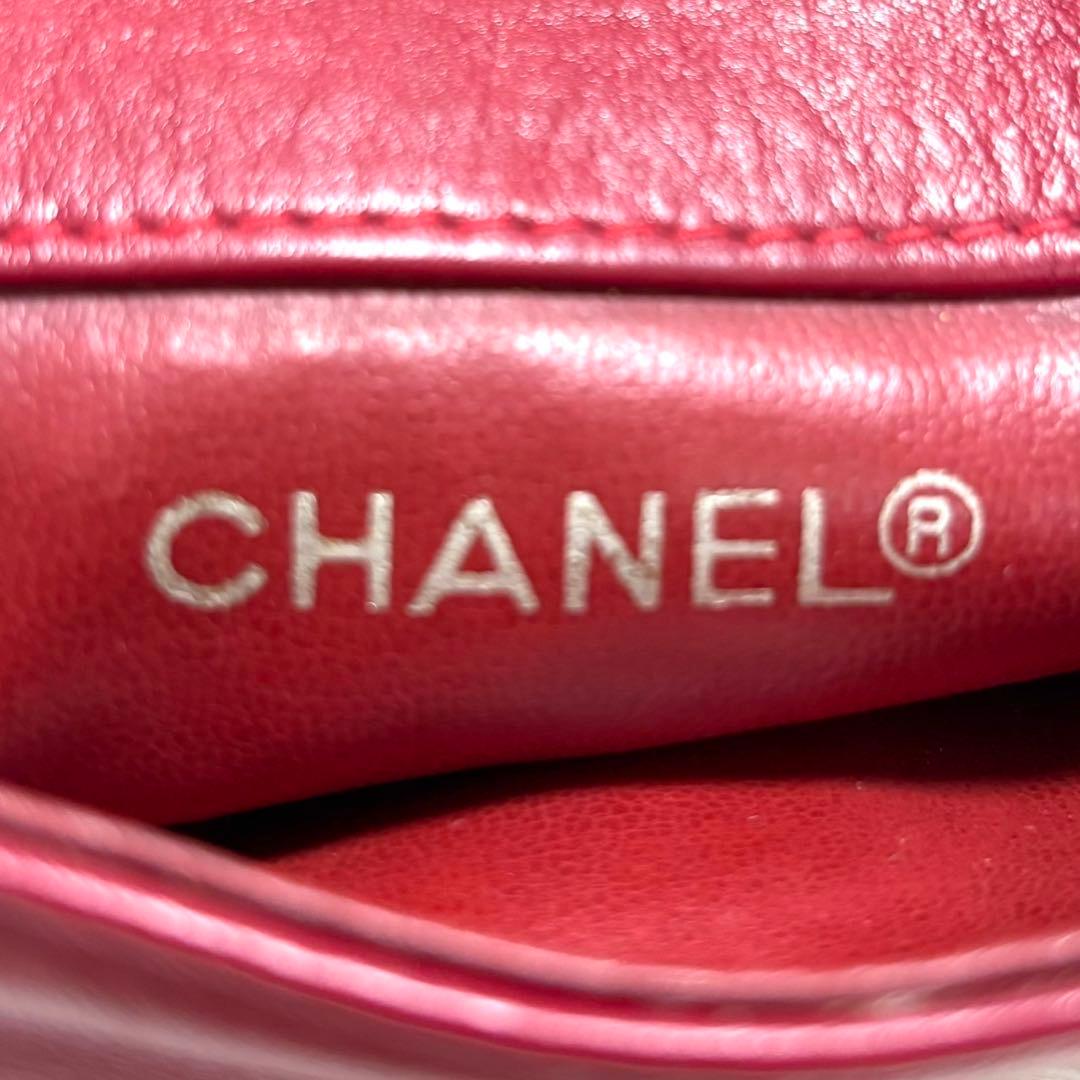 【美品・鑑定済み】CHANEL ウエストポーチ　ココマーク　チェーン　レッド