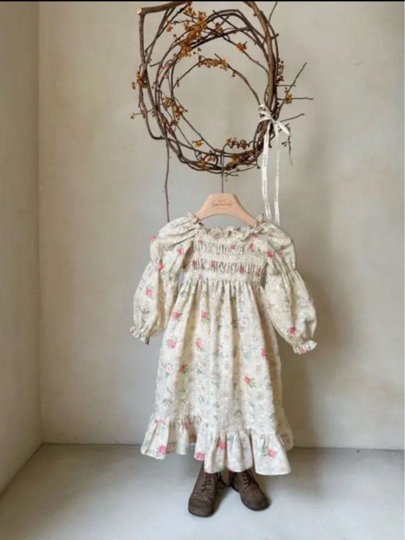 monbebe フラワーコットンワンピース　親子セット