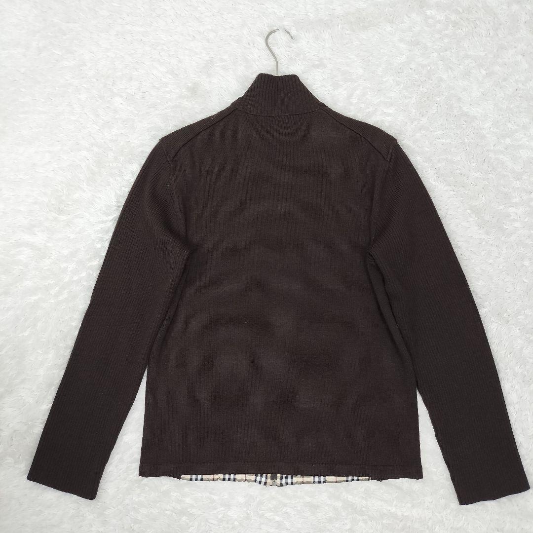 バーバリー ブラックレーベル ジップアップ　ニット ノバチェック ブラウン