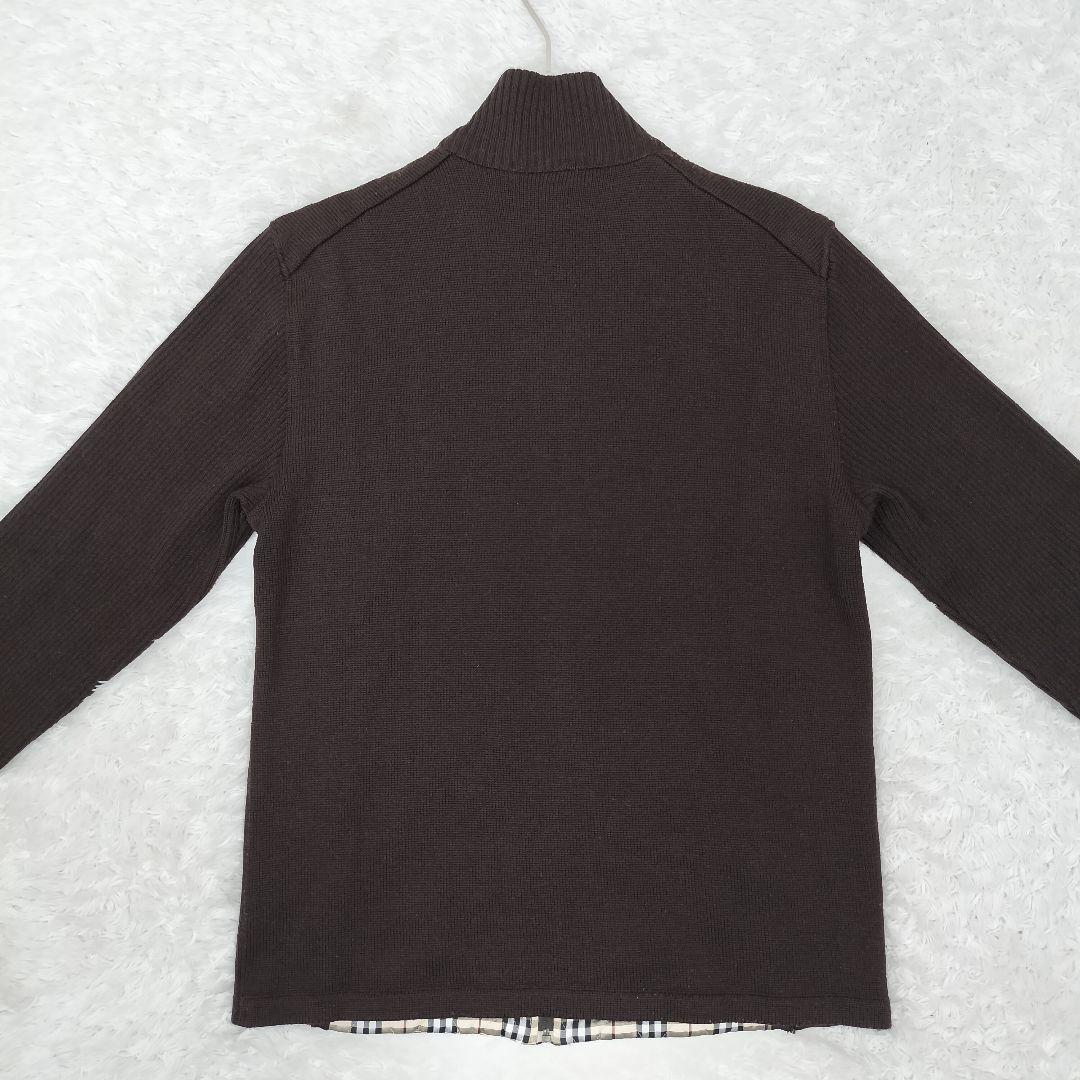 バーバリー ブラックレーベル ジップアップ　ニット ノバチェック ブラウン