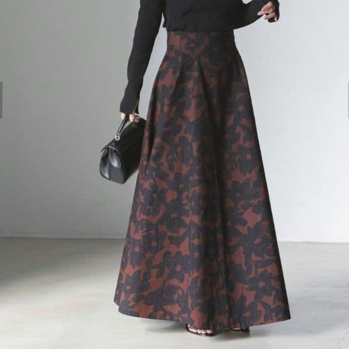 新品未使用✨《NOBLE》アルチザンフラワープリントフレアスカート ロング花柄
