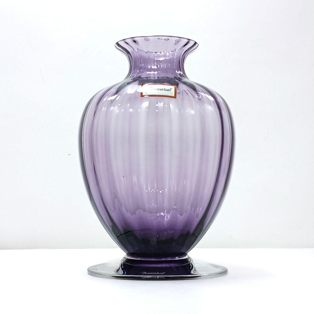 Y2119-4 バカラ アクアレーユ 一輪挿し 花瓶 パープル