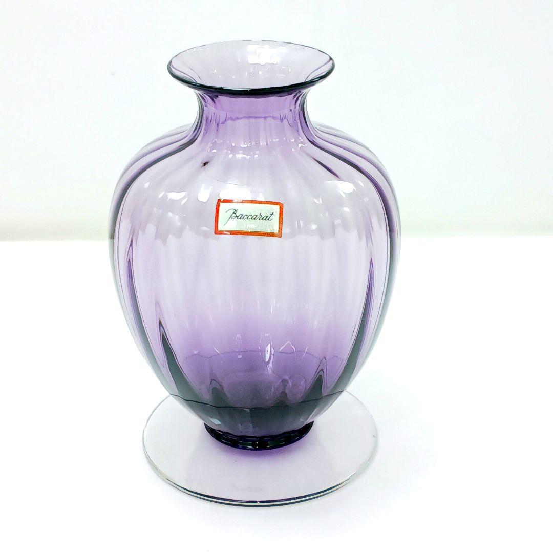 Y2119-4 バカラ アクアレーユ 一輪挿し 花瓶 パープル