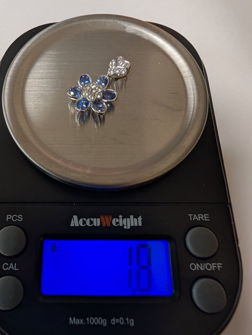 青色花デザイン ーリング＋ペンダントトップ