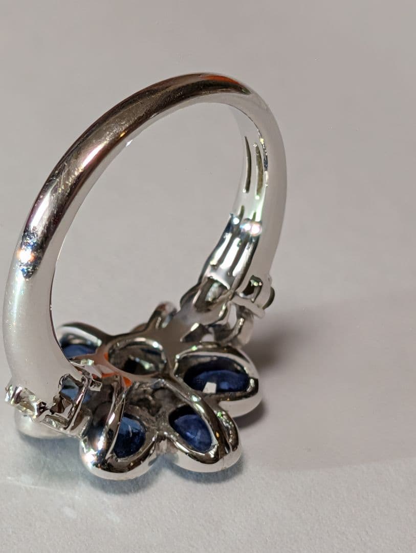 青色花デザイン ーリング＋ペンダントトップ