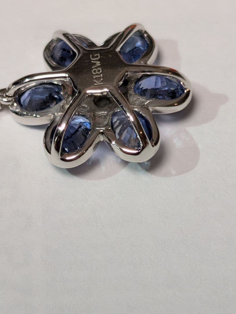 青色花デザイン ーリング＋ペンダントトップ