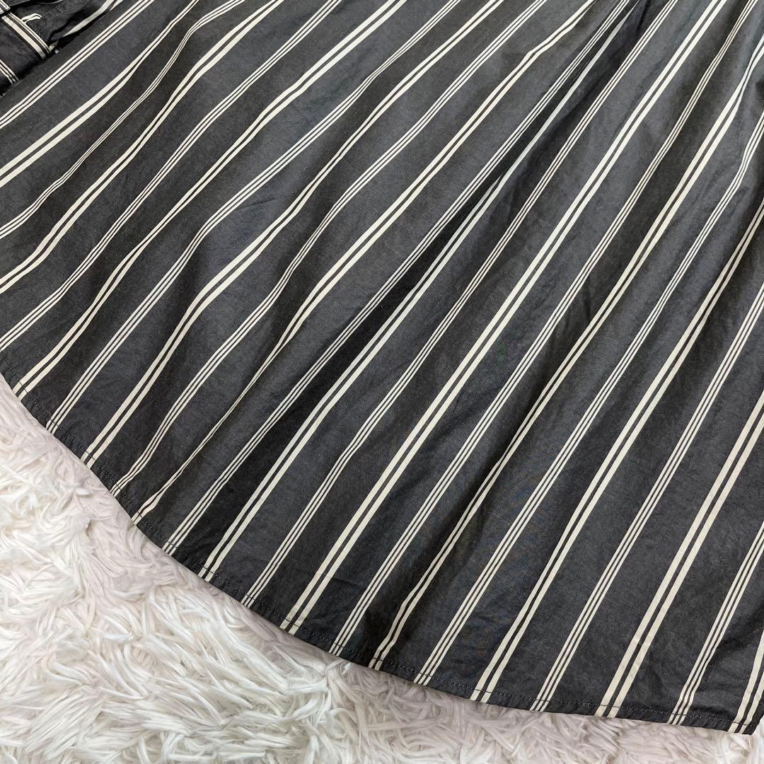 todayful ストライプオーバーシャツ チャコールグレー