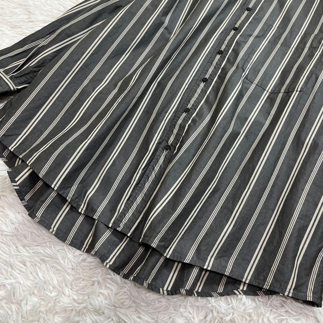 todayful ストライプオーバーシャツ チャコールグレー