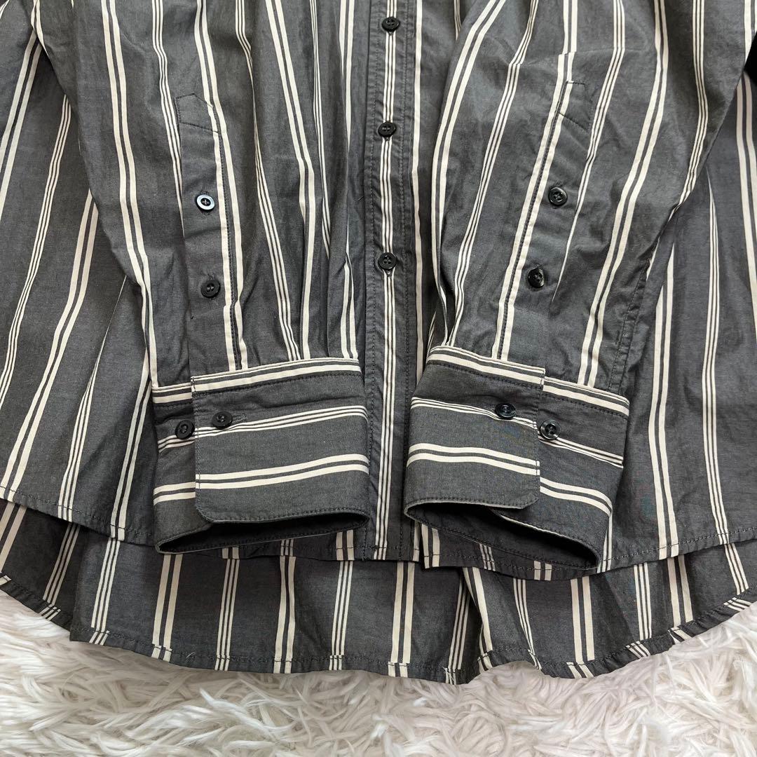 todayful ストライプオーバーシャツ チャコールグレー