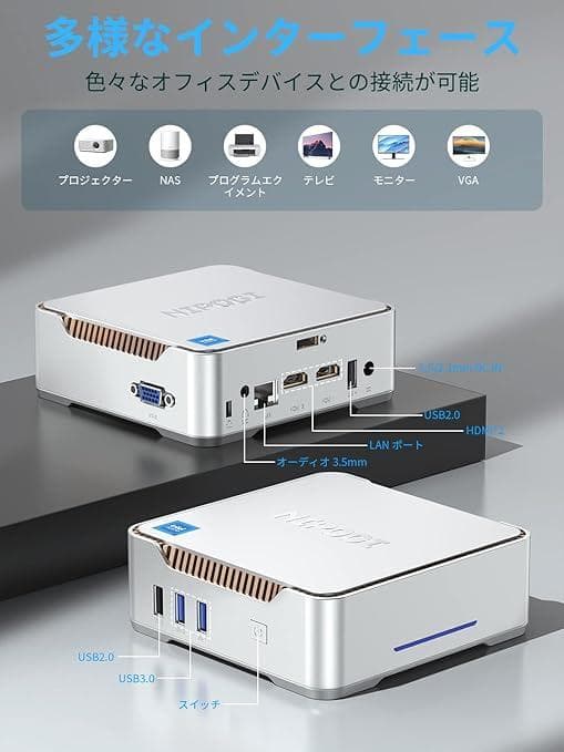 小さいPC本体+大きいモニタ+キーボード セット