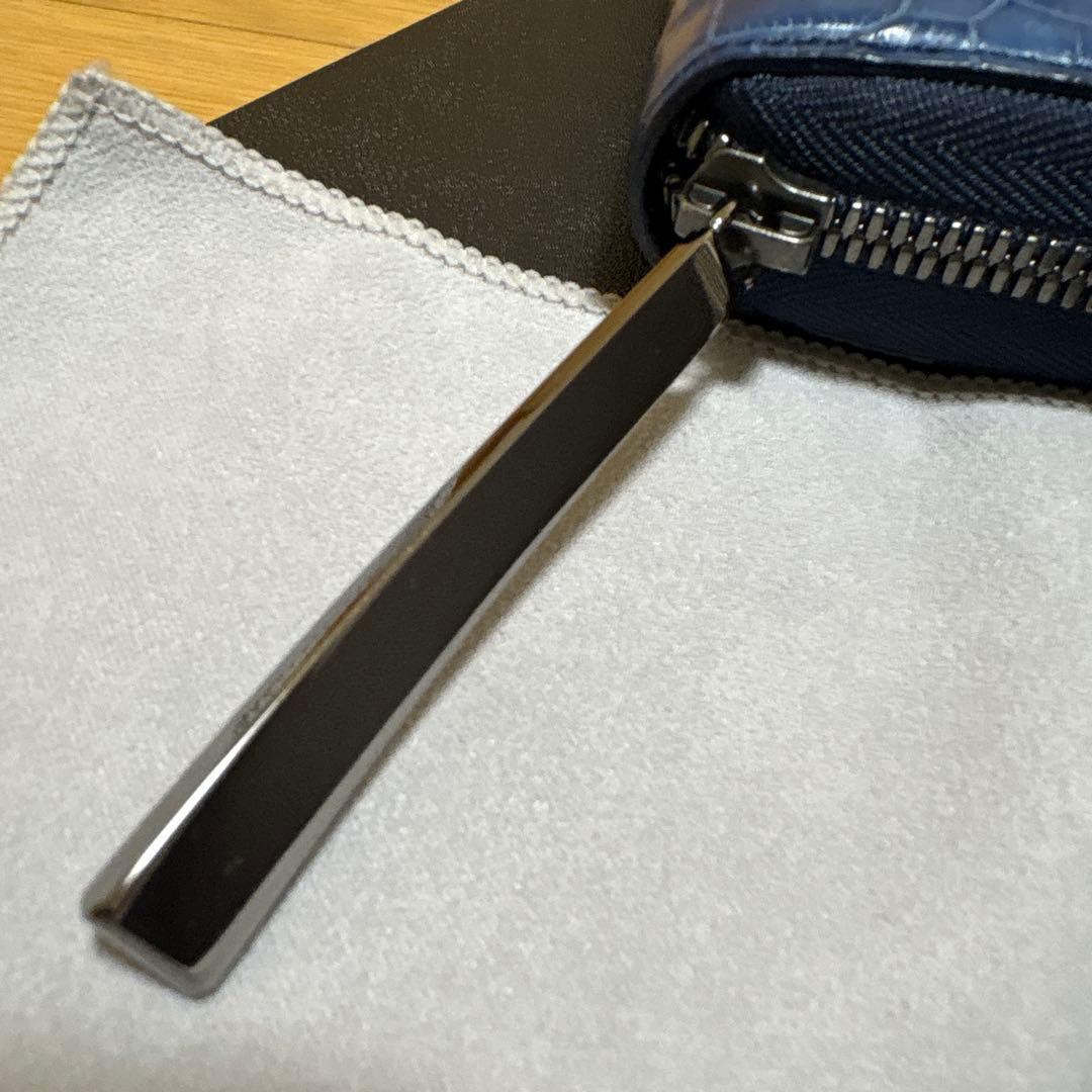 池田工芸 藍染めクロコ ラウンド ビッグウォレット