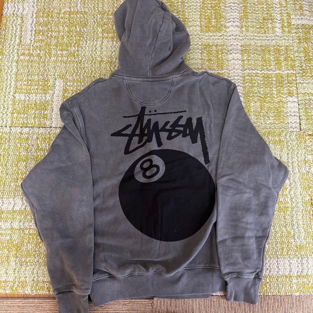 Stussy 8ボールロゴ グレー パーカー