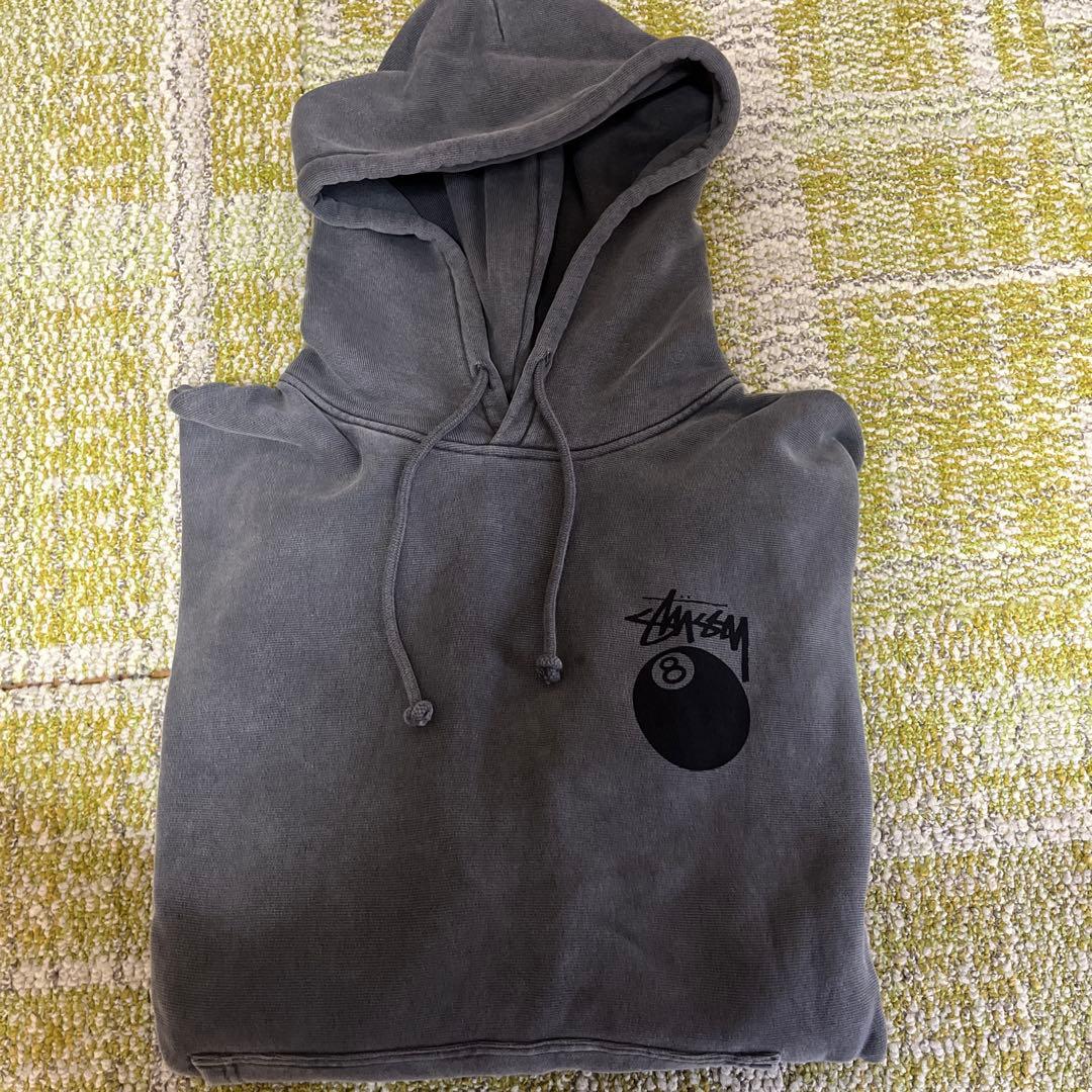 Stussy 8ボールロゴ グレー パーカー
