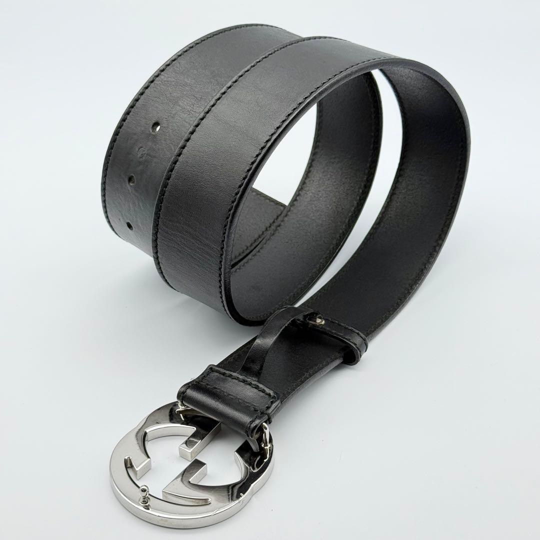 ✨良品✨グッチ ベルト インターロッキング メンズ GGバックル シルバー金具