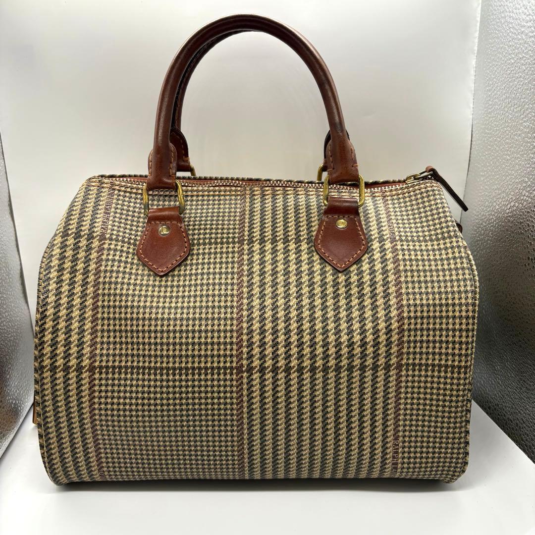 ✨ヴィンテージ✨ポロラルフローレン　ミニボストンバック　レザー　PVC　千鳥柄