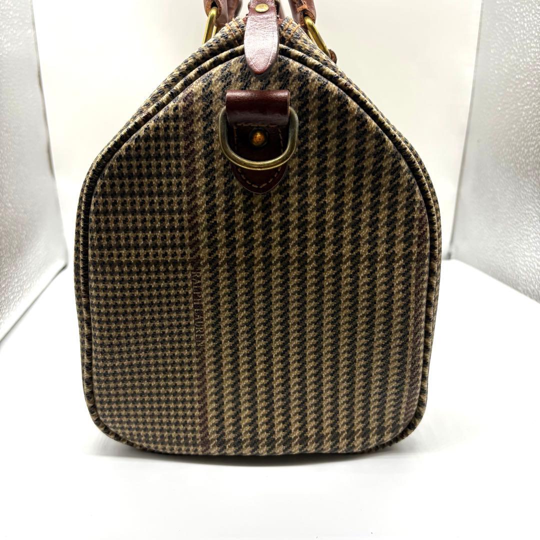 ✨ヴィンテージ✨ポロラルフローレン　ミニボストンバック　レザー　PVC　千鳥柄