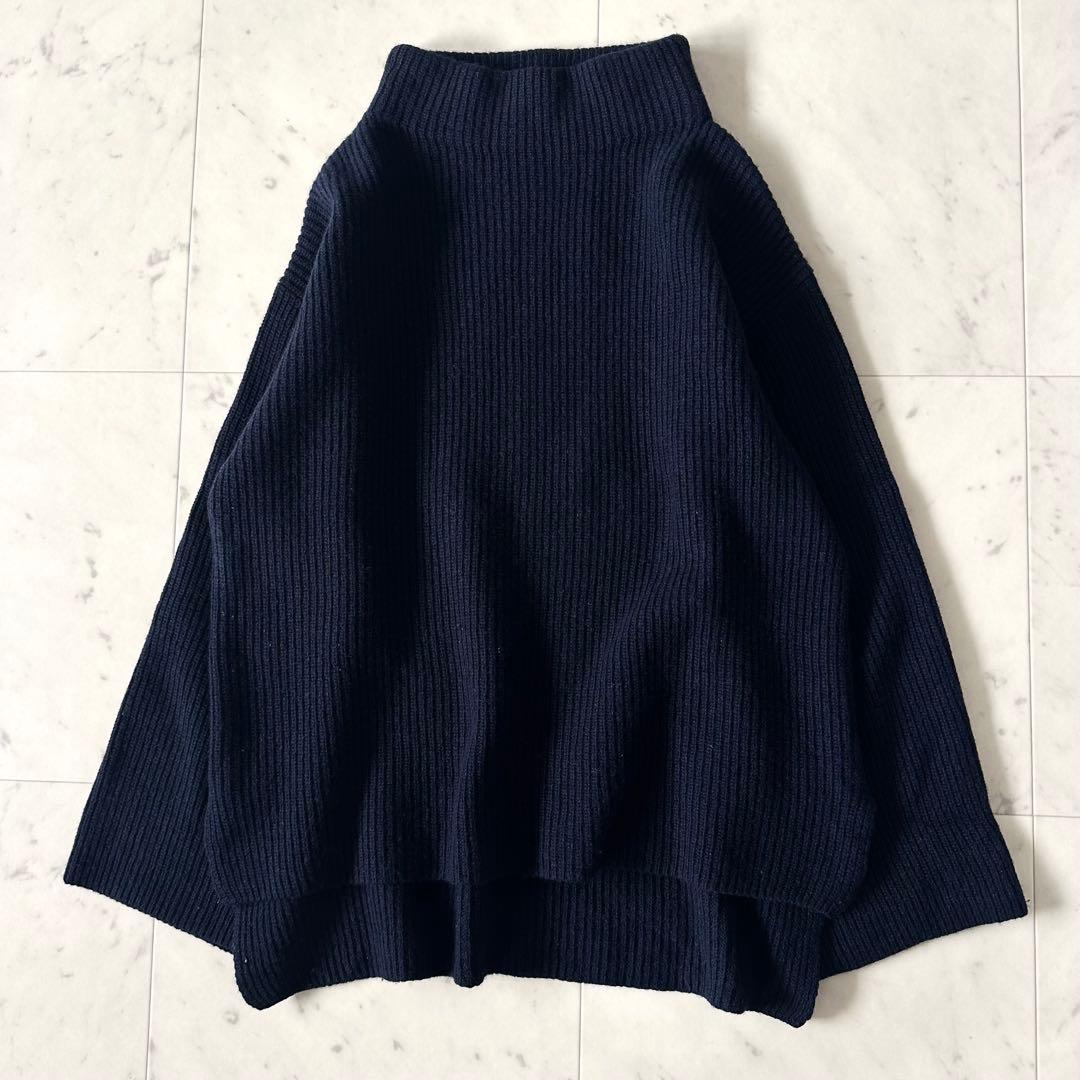 美品♪ドゥーズィエムクラス カシミヤ ウール ボトルネックニット ネイビー