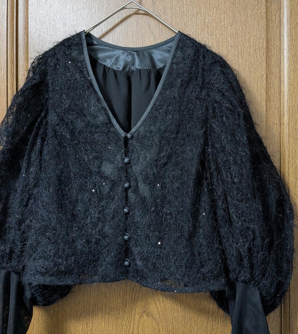 トップス Ameri BRUSHED LACE VOLUME SLEEVE BLOUSE