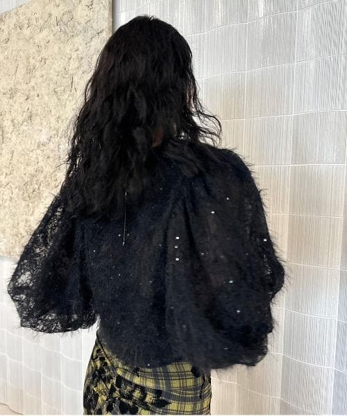 トップス Ameri BRUSHED LACE VOLUME SLEEVE BLOUSE