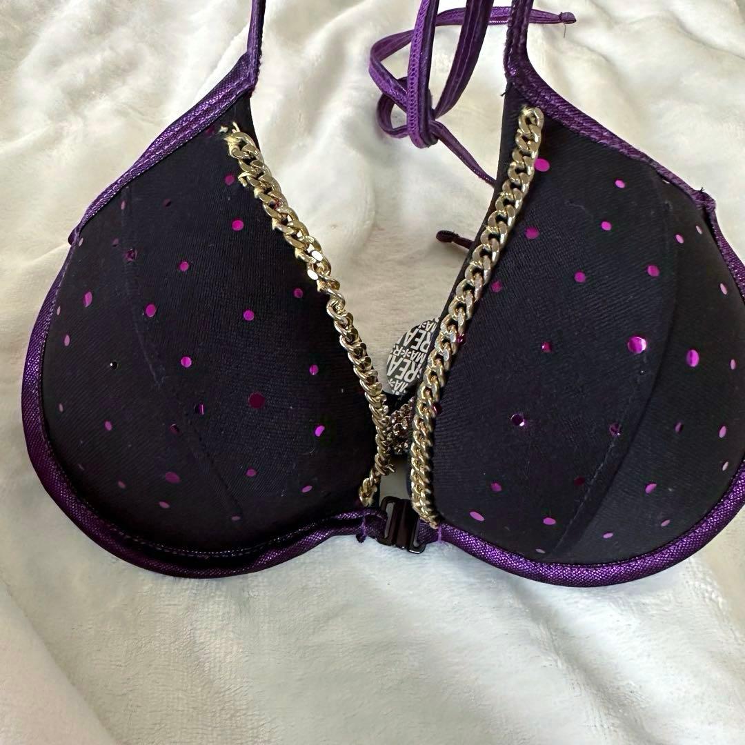 タグ付き【MA＊RS】チェーン付きスパンコールパープルラメ見せブラmars