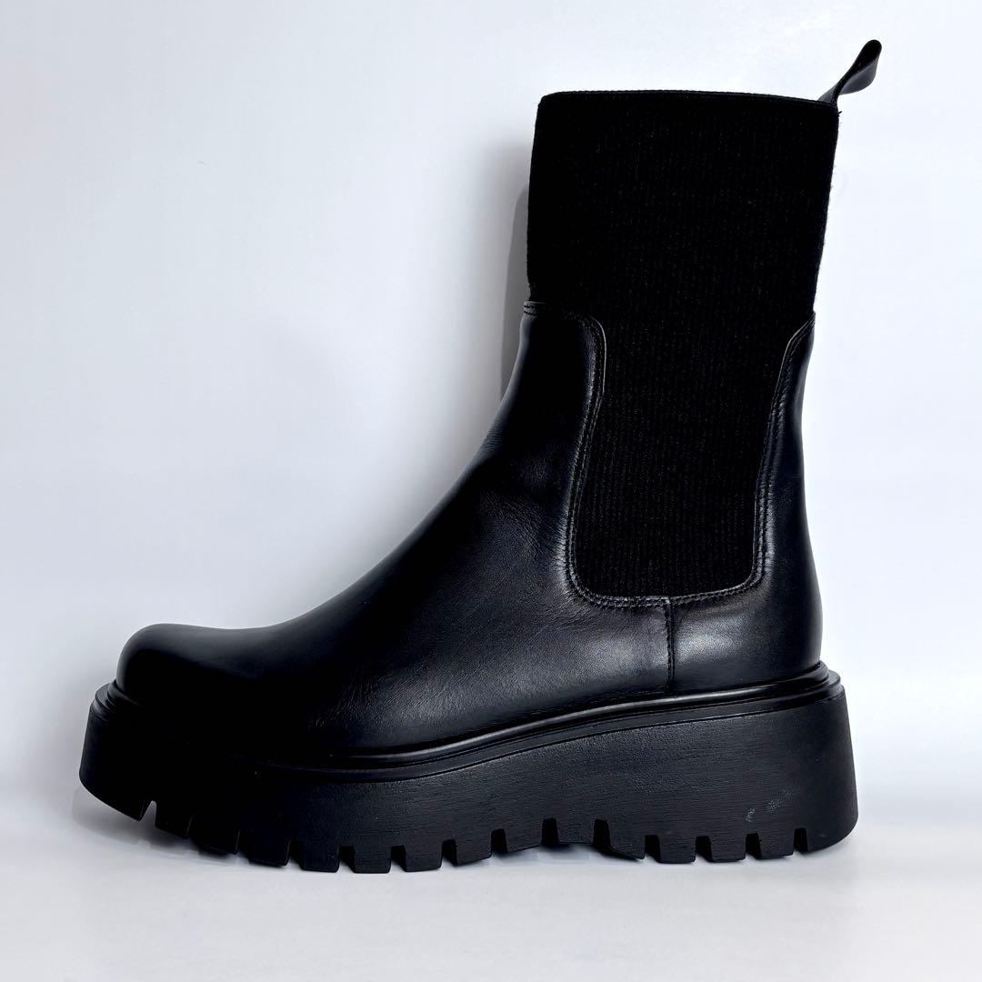 新品同様 CORSO ROMA 9 コルソローマ リブサイドゴアブーツ 23.5