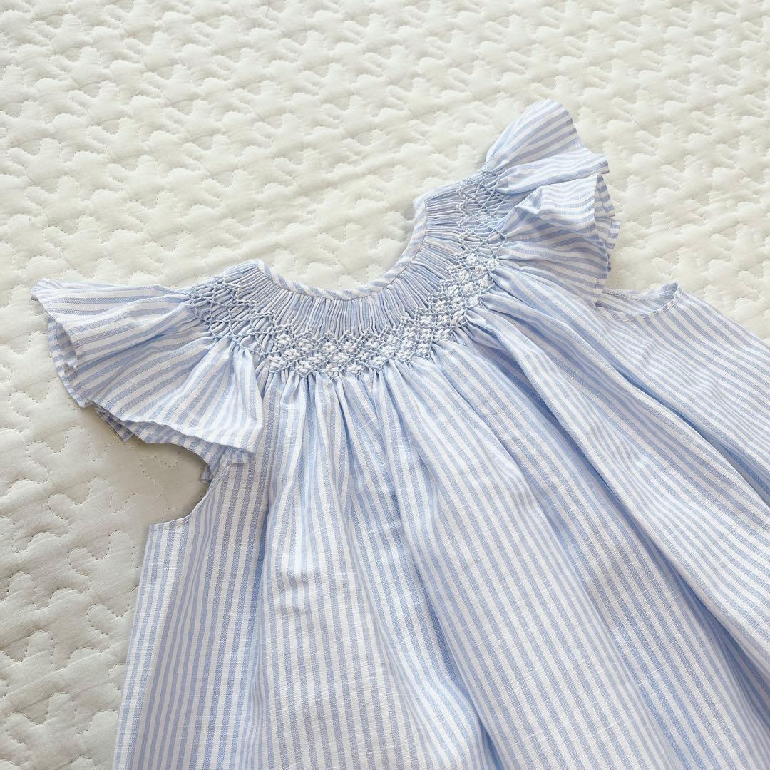 新品タグ付　amaia kids スモッキングストライプワンピース　90 2y