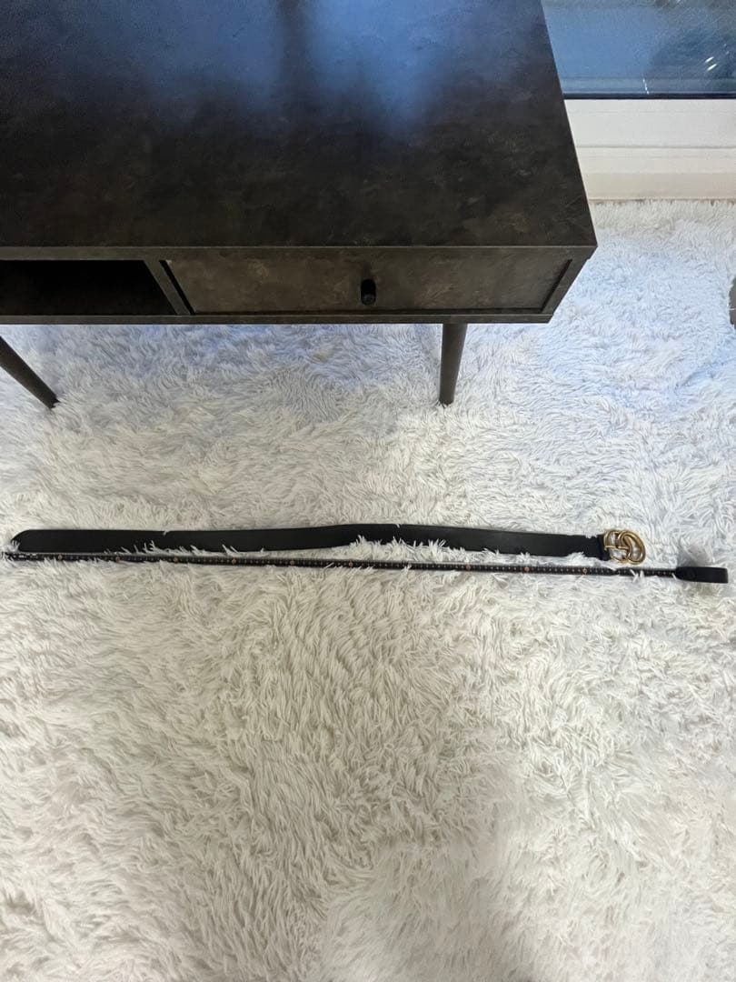 GUCCI ブラックレザー ベルト GGロゴ 約110cm