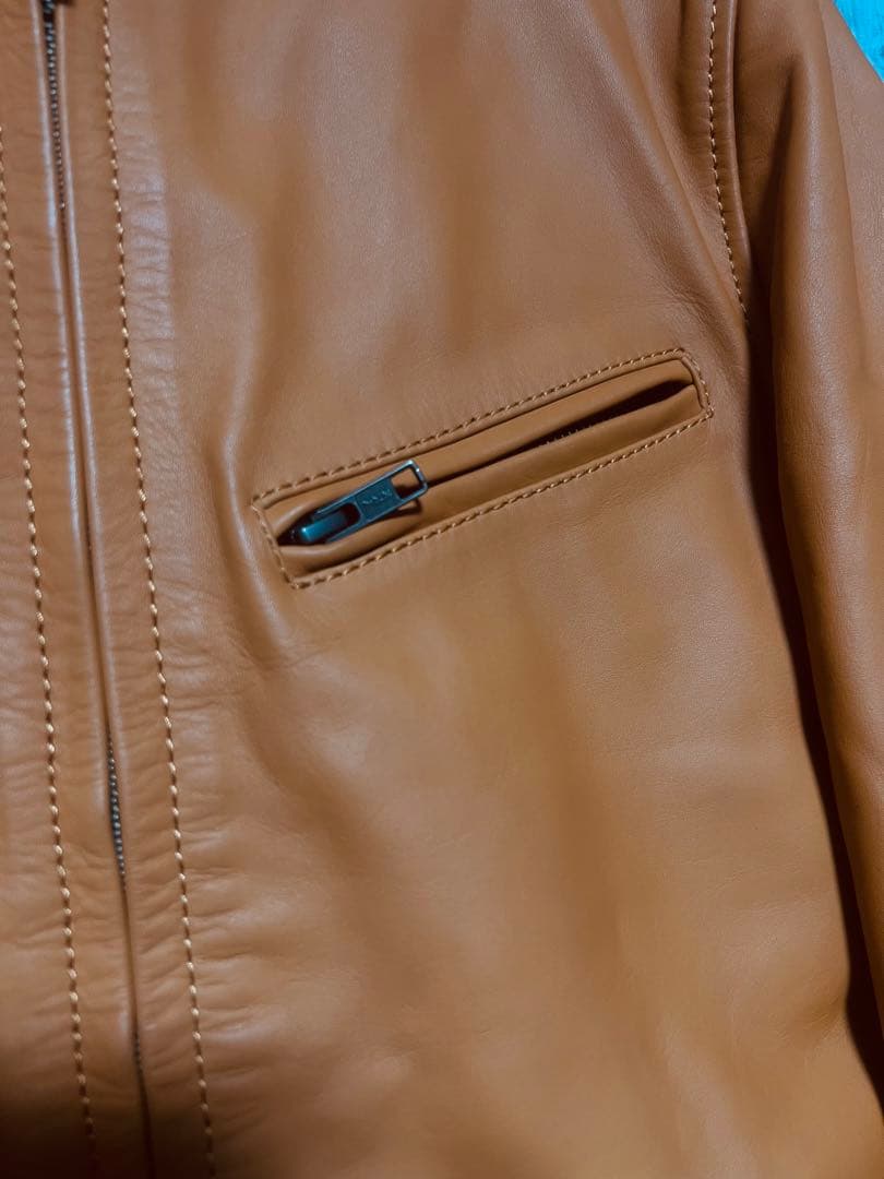 Liugoo Leathers シングルライダース 本革レザー 牛革 ブラウン