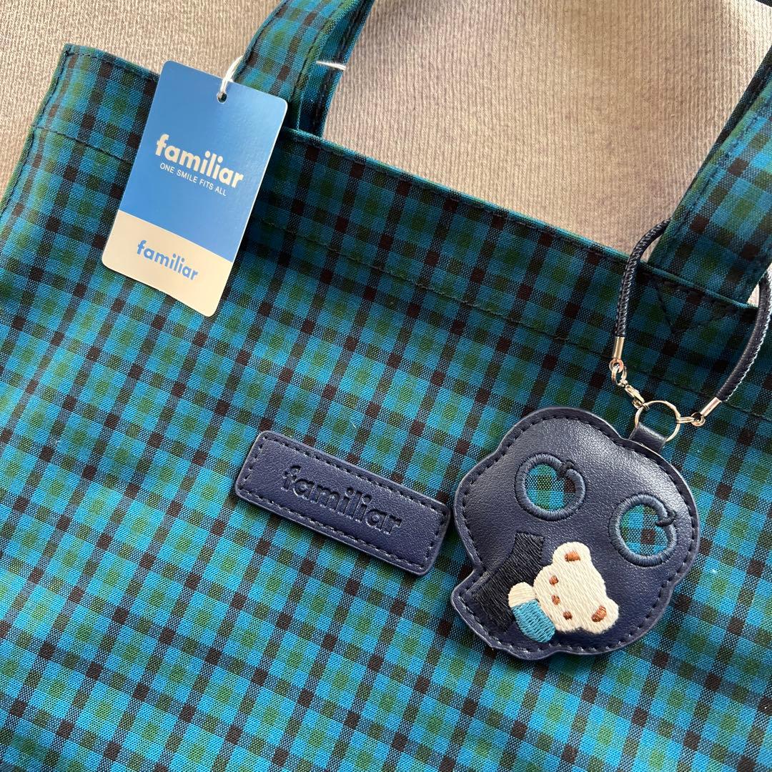新品タグ付きfamiliar チェック柄トートバッグ チャームファミリアチェック