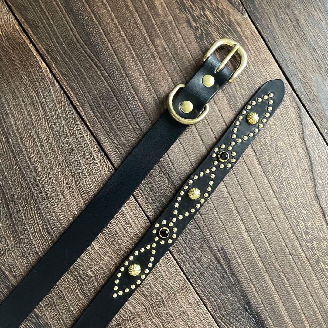 ナローロングベルト　真鍮　サドルレザー　oval+ HTC CALEE