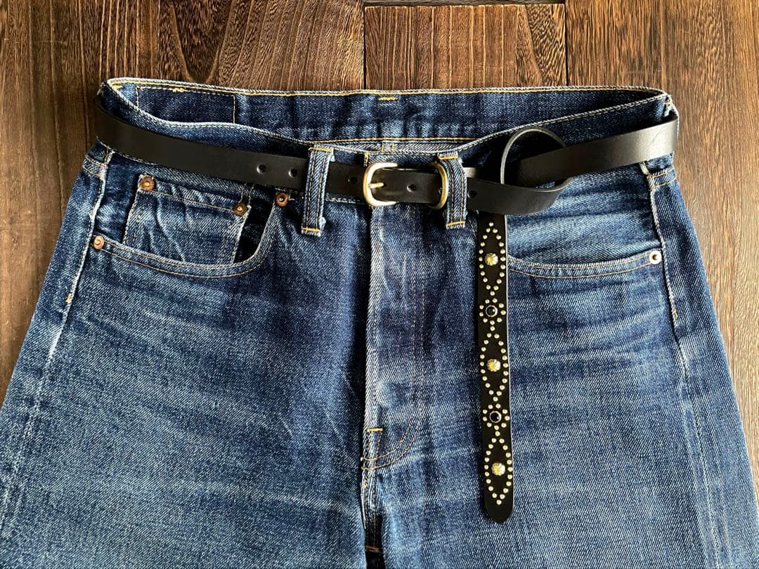 ナローロングベルト　真鍮　サドルレザー　oval+ HTC CALEE