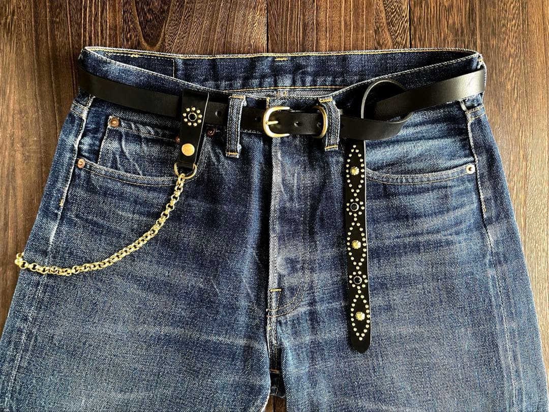 ナローロングベルト　真鍮　サドルレザー　oval+ HTC CALEE