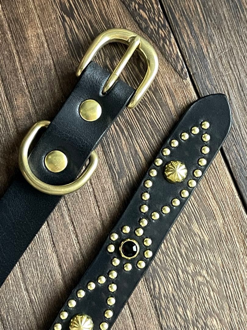 ナローロングベルト　真鍮　サドルレザー　oval+ HTC CALEE