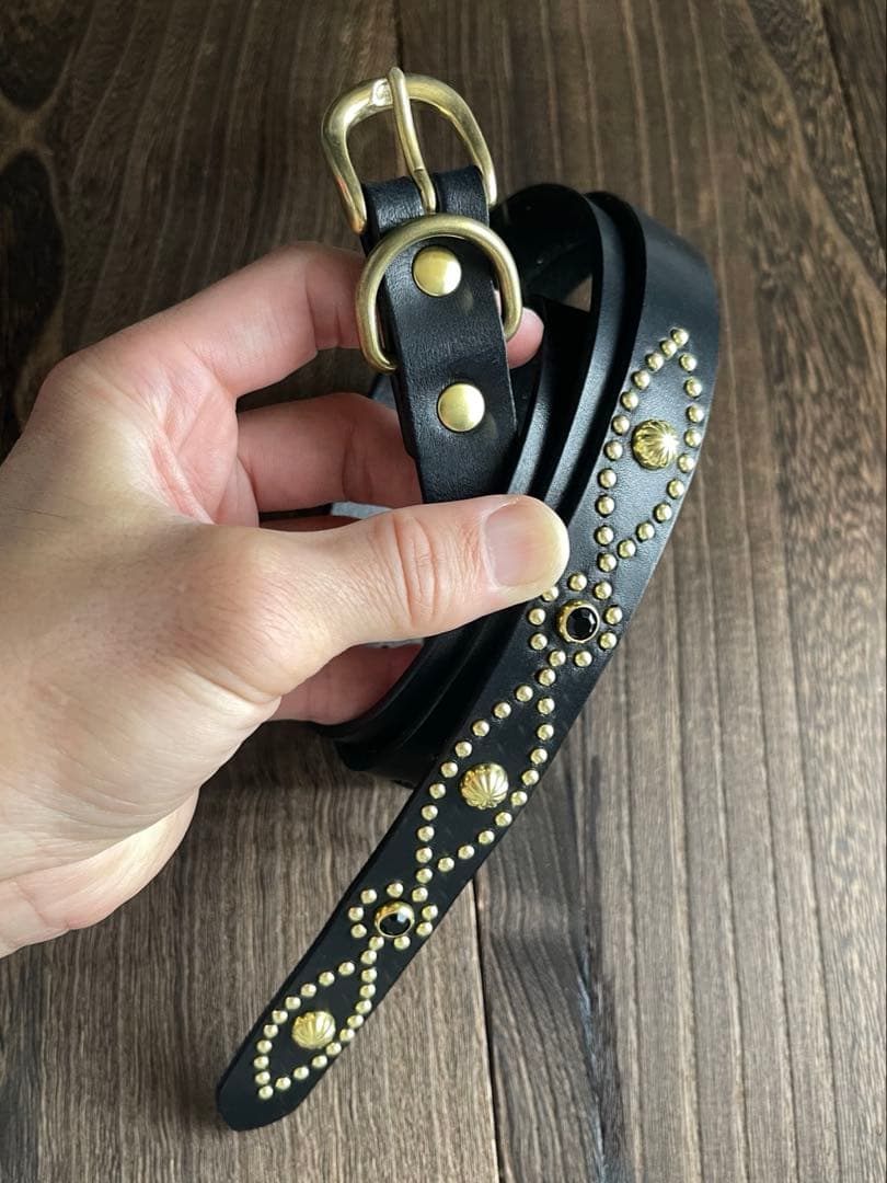 ナローロングベルト　真鍮　サドルレザー　oval+ HTC CALEE