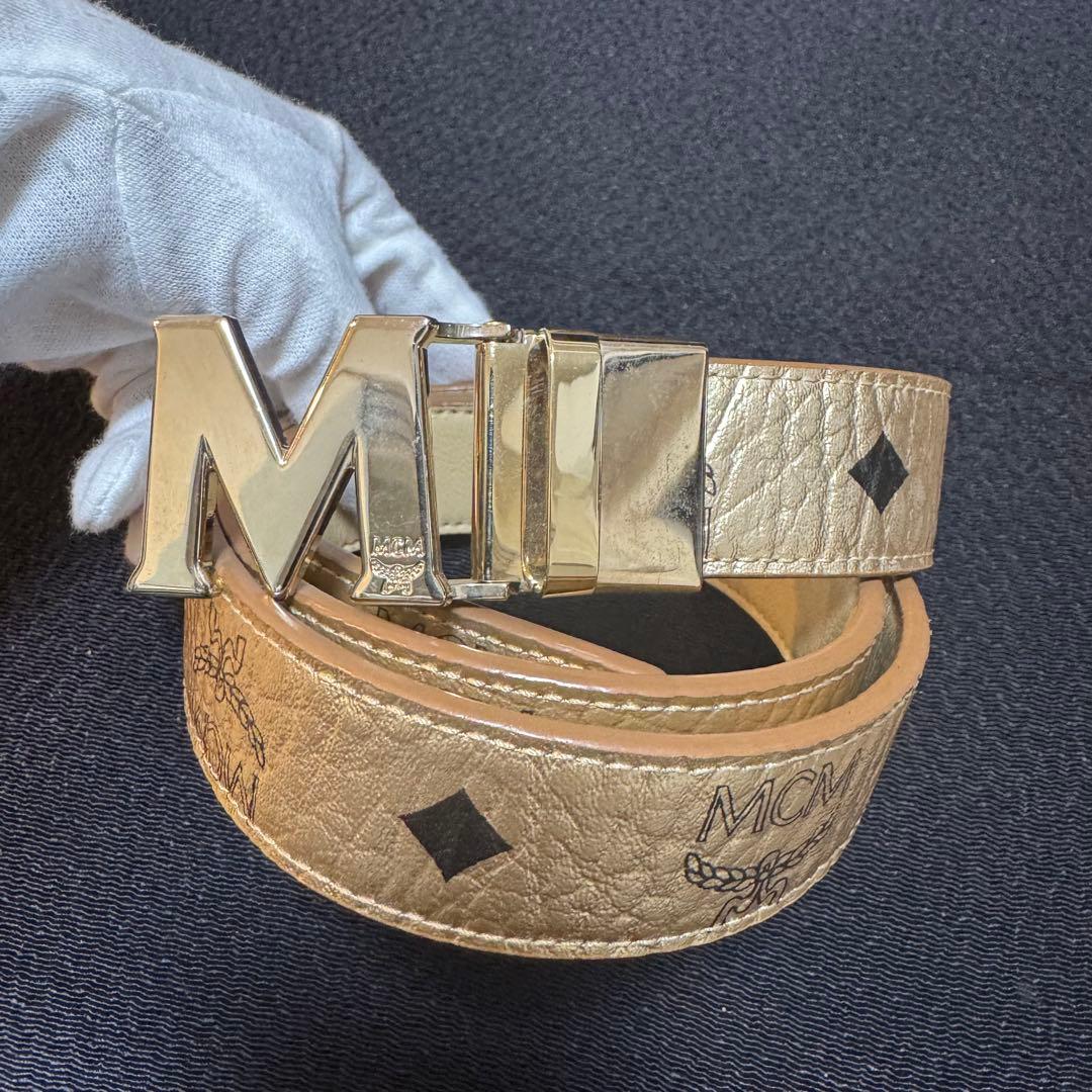 MCM ゴールド レザー ベルト