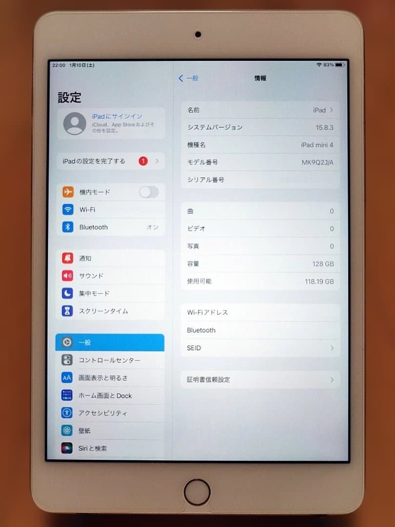 iPad mini第4ゴールド 128GB 純正ケース・カバー付き（美品）