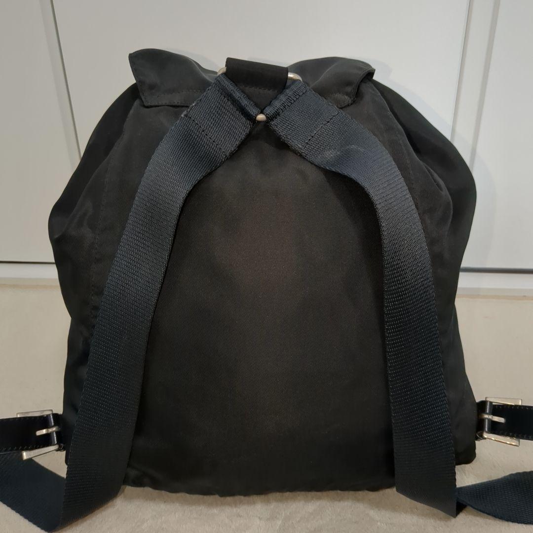 美品 PRADA リュック ブラック 三角ロゴ テスートナイロン レザー