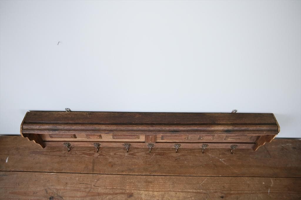 フランスアンティーク木製ウォールフック/シェルフ/壁掛けラック(86-163)