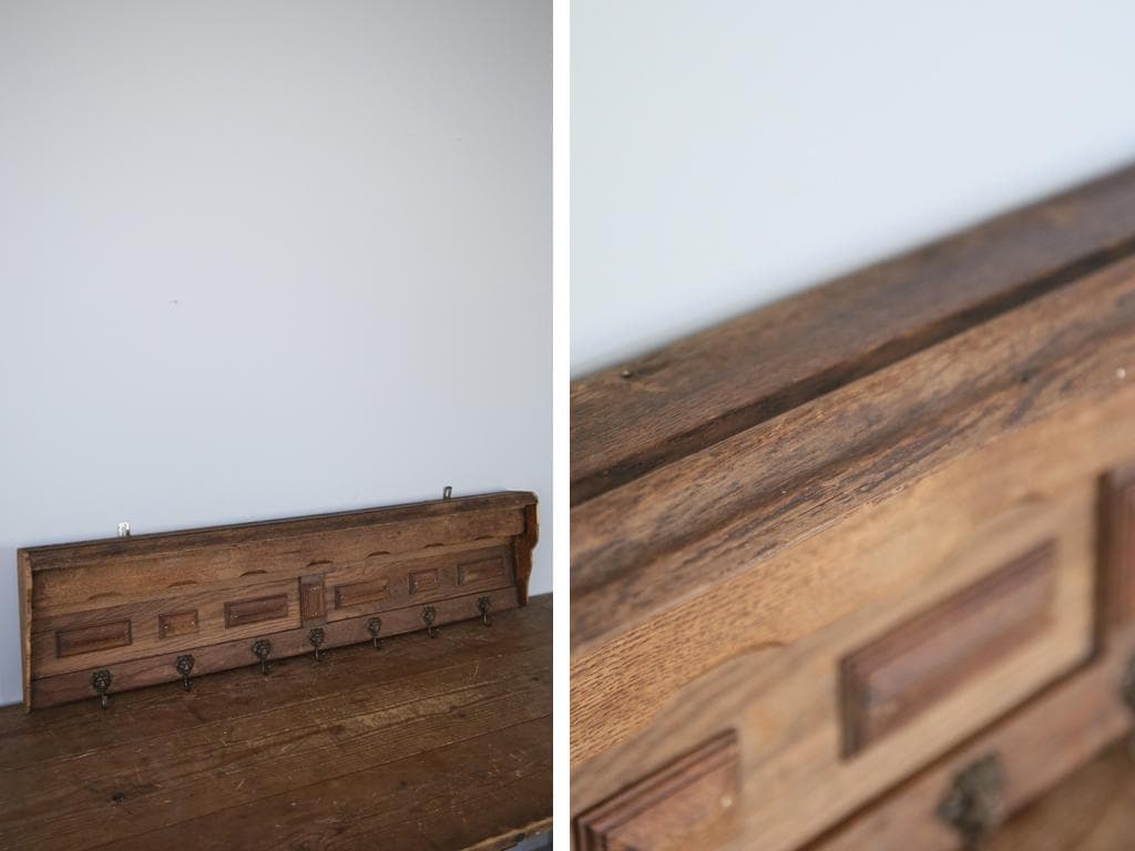 フランスアンティーク木製ウォールフック/シェルフ/壁掛けラック(86-163)