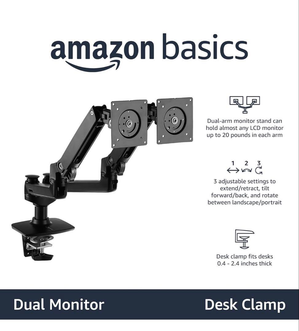 Amazon Basic モニターアーム デュアル-ディスプレイ