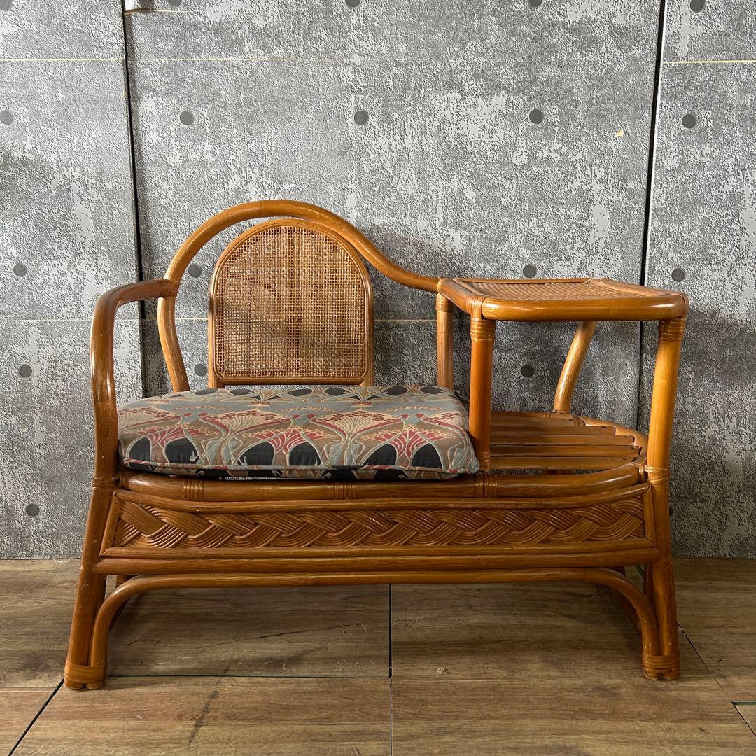 achan.꧁籐素材꧂ラタンテレフォンベンチ ソファ 電話台 いす チェア