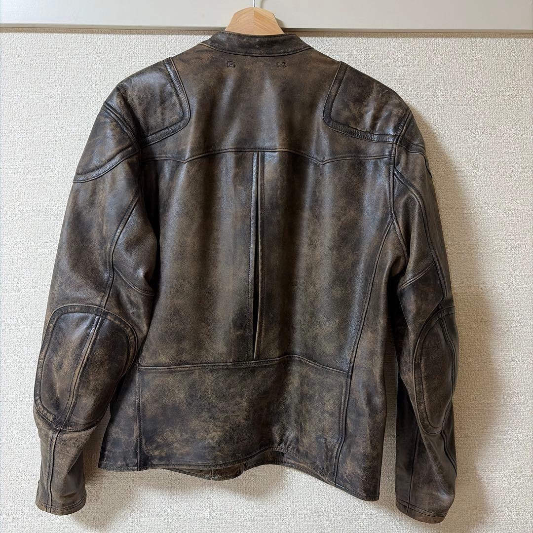 【Double RL】 スリム フィット レザー モト ジャケット