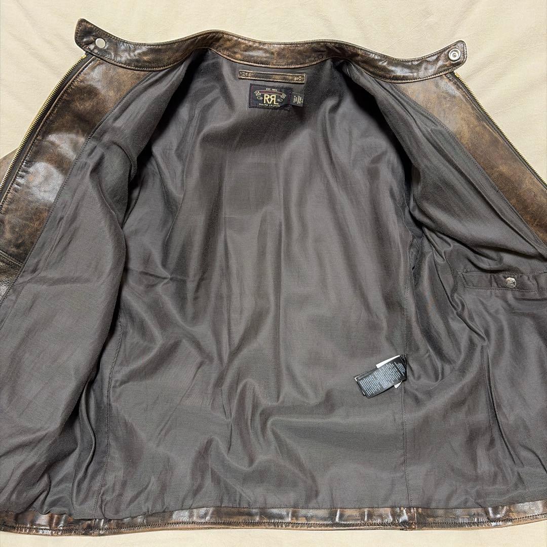 【Double RL】 スリム フィット レザー モト ジャケット