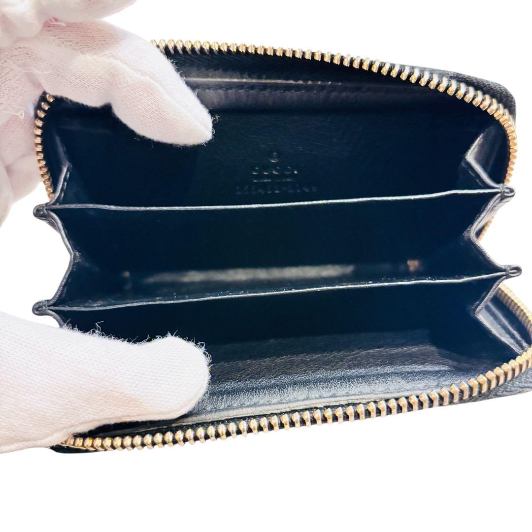 GUCCI シマ レザー　財布　ケース