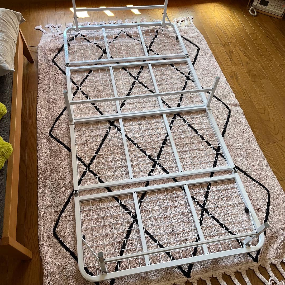 折り畳み 折りたたみ 収納式 パイプベッド シングル ホワイト 美品