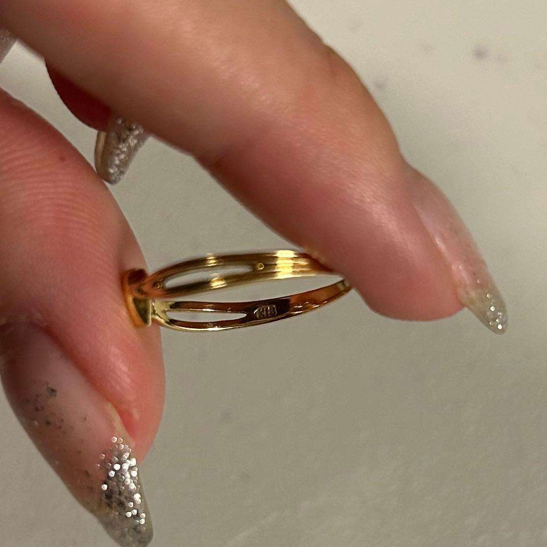 18K ハートリング 指輪 18金 ピンキーリング 7-8号