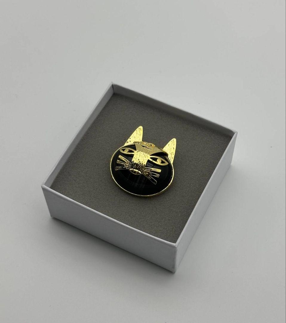 CHANEL ブローチ ブラック×ゴールド エジプトキャット