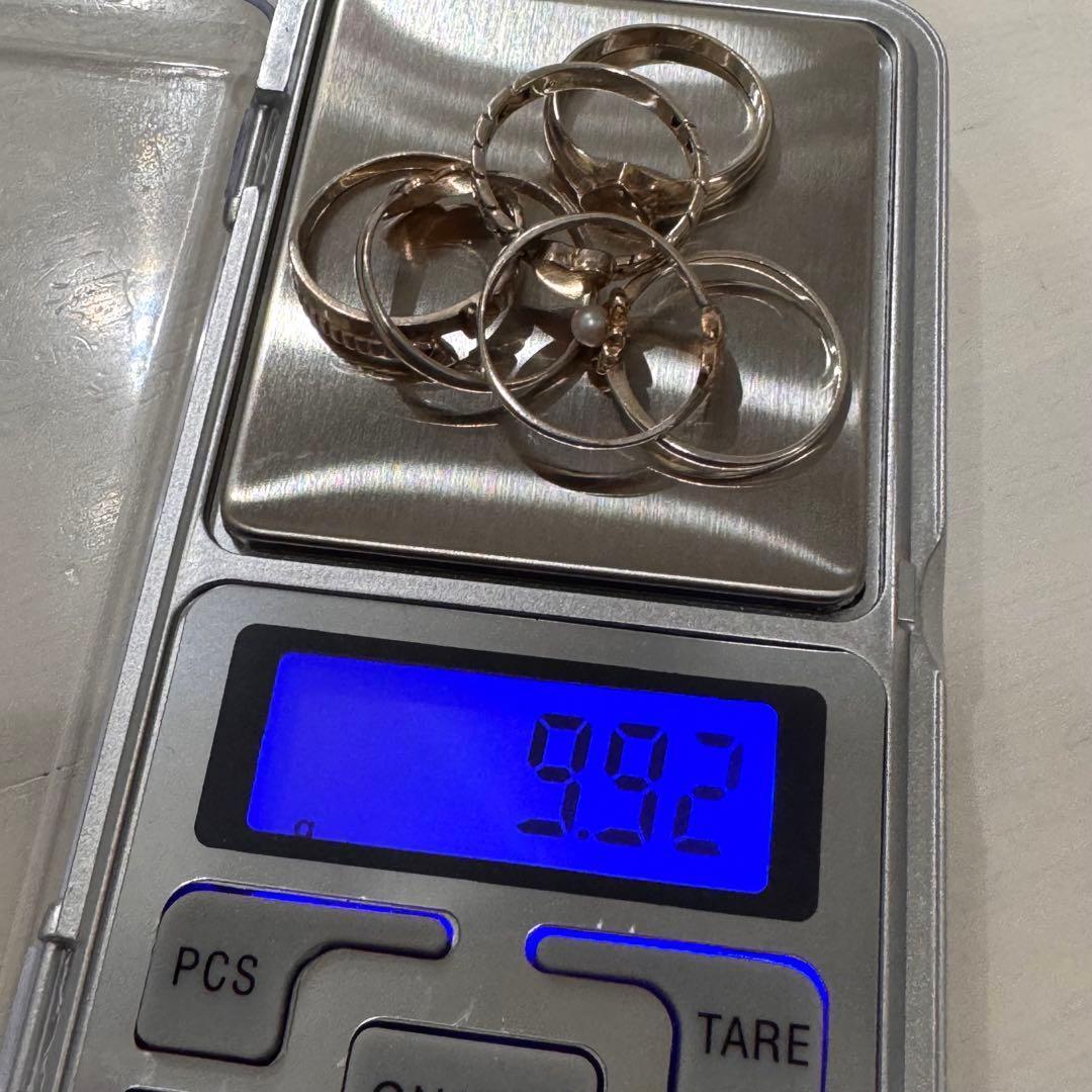 K10 シルバー コンビ 指輪 リング 6点 まとめ約9.92g