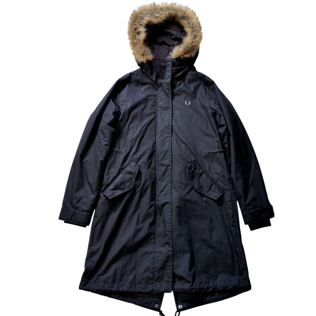 【美品】フレッドペリー モッズコート ライナー ファー付 黒